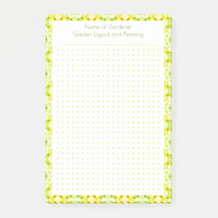 Anpassningsbar Söt Gult Dot Grid Garden Layout Pla Post-it Block