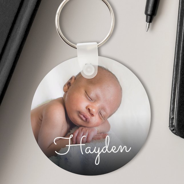 Anpassningsbar Söt Handskriven Namn Baby-foto Nyckelring (Skapare uppladdad)