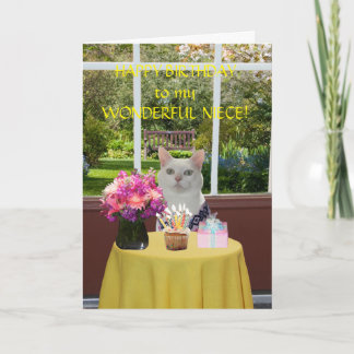 Anpassningsbar söt katt kvinnlig födelsedag kort
