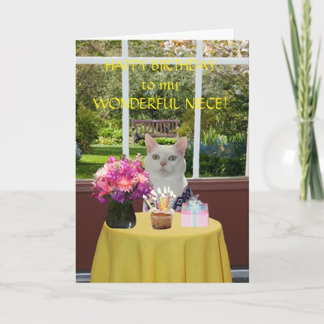 Anpassningsbar söt katt kvinnlig födelsedag kort (Framsida)