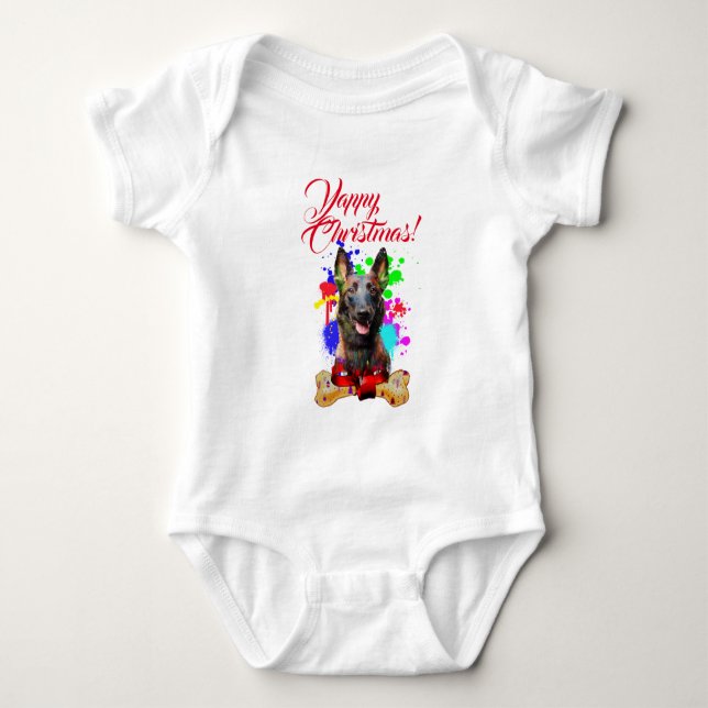 Anpassningsbar Söt Malinois Hund Yappy Jul T Shirt (Framsida)