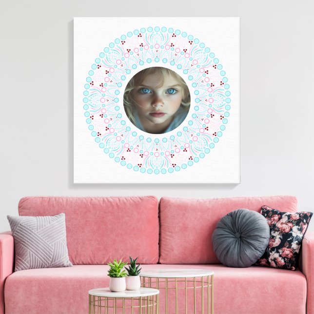 Anpassningsbar Söt Pastel Rosa och Blue Mandala Ra Canvastryck (Insitu (Vardagsrum))