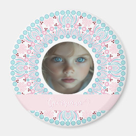 Anpassningsbar Söt Pastel Rosa och Blue Mandala Ra Magnet