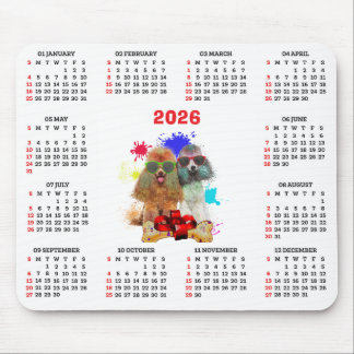 Anpassningsbar söt pudel hundkalender musmatta