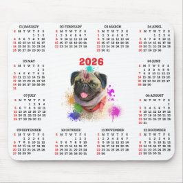 Anpassningsbar söt pug hund kalender musmatta