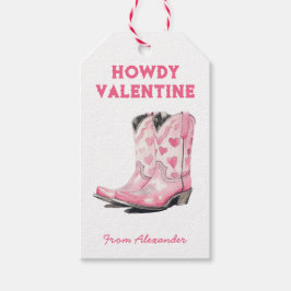 Anpassningsbar söt rosa cowboy-stövel Howdy Alla h Presentetikett