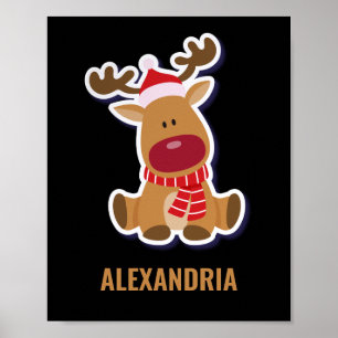 Anpassningsbar söt Rudolph rener Jultomten jul Poster