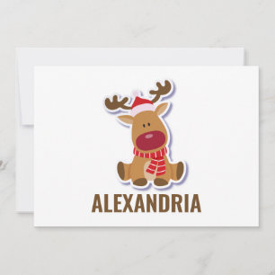 Anpassningsbar söt Rudolph rener Jultomten jul Tack Kort