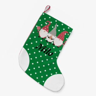 Anpassningsbar, söt Santa grönt, vita prickar Jula Liten Julstrumpa