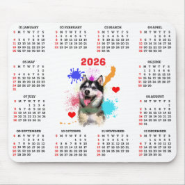 Anpassningsbar söt sibirisk husky hundkalender musmatta
