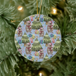 Anpassningsbar Söt Vintage Jul Quokka Julgransprydnad Keramik
