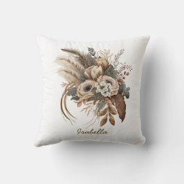 Anpassningsbar Söt Watercolor Boho Beige Blommigt Kudde