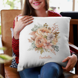 Anpassningsbar Söt Watercolor Peach-Blommigt Kudde
