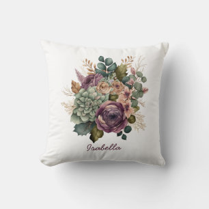 Anpassningsbar Söt Watercolor Succulent Mauve Blom Kudde