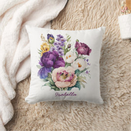 Anpassningsbar Söt Watercolor Vår blommor Blommigt Kudde