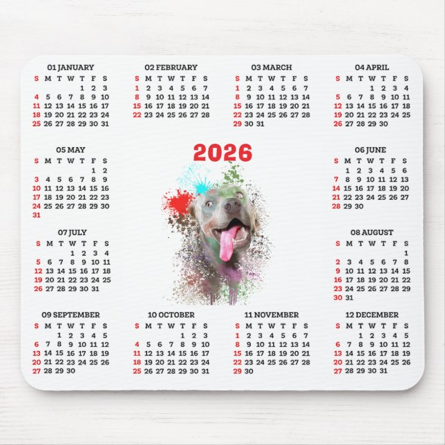Anpassningsbar söt Weimaraner Hundkalender  Musmatta (Framsidan)