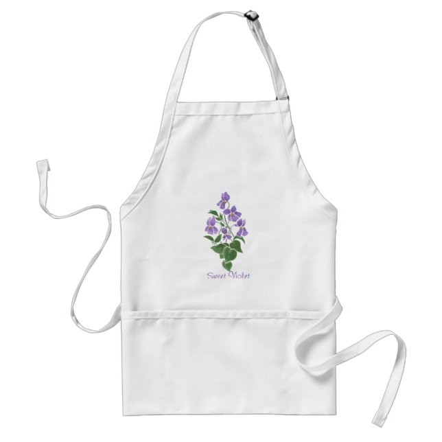 Anpassningsbar Söt White 'Sweet Violet' Apron Förkläde (Framsidan)