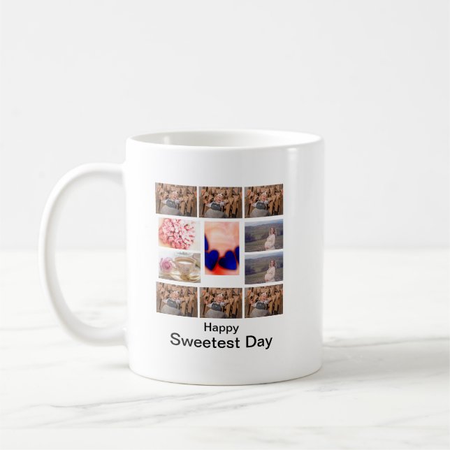 Anpassningsbar sötaste dag 11 Fotokollage Kaffemugg (Vänster)