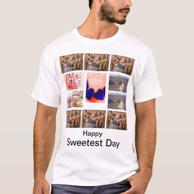 Anpassningsbar sötaste dag 11 Fotokollage T Shirt (Framsida)