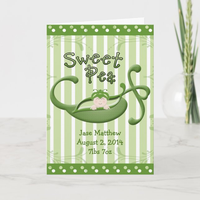 Anpassningsbar Sött pea-kort Meddelande (Framsida)