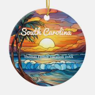 Anpassningsbar South Carolina Resa Faux Stached Gl Julgransprydnad Keramik