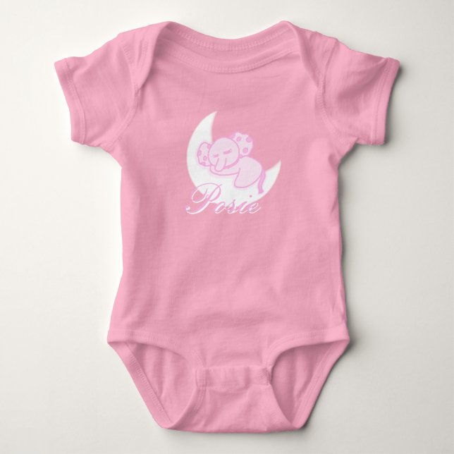 Anpassningsbar sovande elefant baby bodysuit t shirt (Framsida)