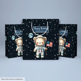 Anpassningsbar Space Bear Gift Bag för Boy Firande