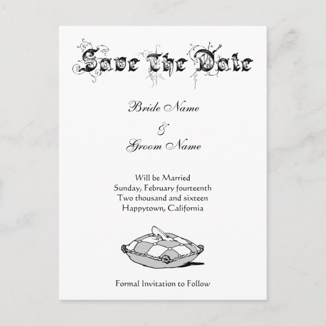 Anpassningsbar Spara datum för Cinderella Slipper  Meddelande Vykort (Framsida)