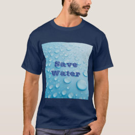 Anpassningsbar Spara Vatten Text Blue Basic Mörk T T Shirt