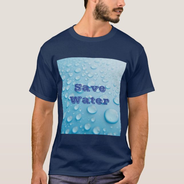 Anpassningsbar Spara Vatten Text Blue Basic Mörk T T Shirt (Framsida)