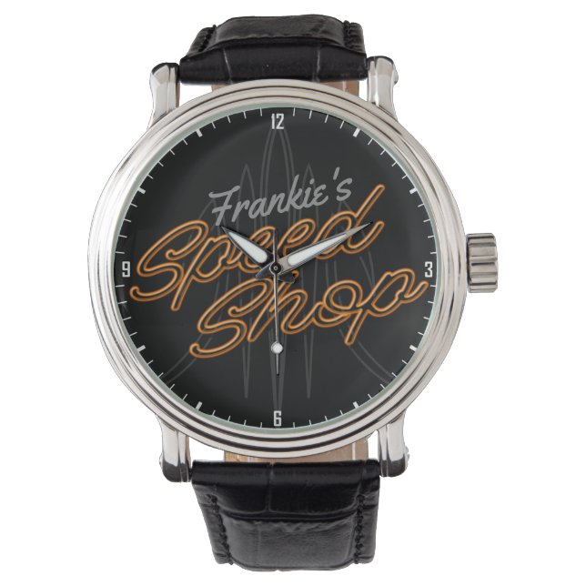 Anpassningsbar Speed Shop Pinstriping Hot rod Gara Armbandsur (Framsida)