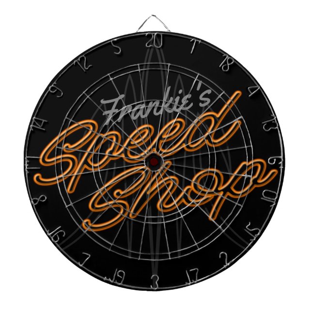 Anpassningsbar Speed Shop Pinstriping Hot rod Gara Darttavla (Framsidan)