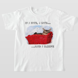 Anpassningsbar Spipande Grått Kitten i Red Basket T Shirt