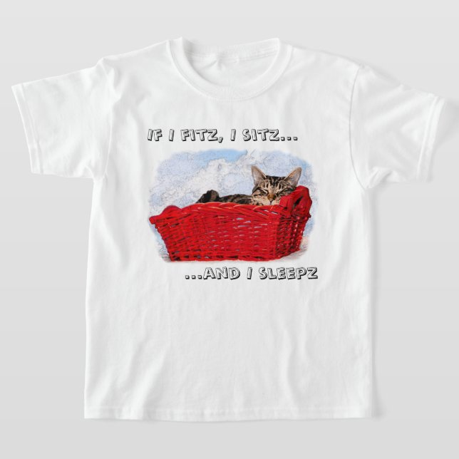 Anpassningsbar Spipande Grått Kitten i Red Basket  T Shirt (Laydown)