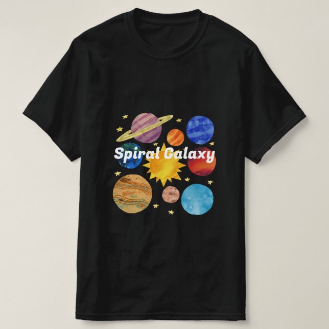 Anpassningsbar Spiral galaxy l Färggrafik svart T Shirt (Design framsida)