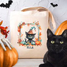 Anpassningsbar Spooky Black Cat Witch Pumpkin Hall