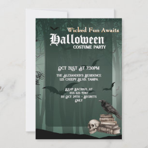 Anpassningsbar Spooky Halloween Costume Party-inbj Inbjudningar