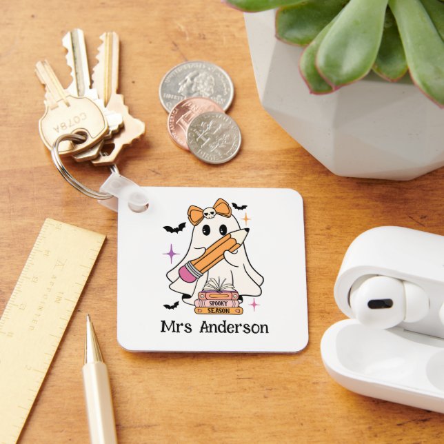 Anpassningsbar Spooky Teacher Klubb Halloween Ghos Nyckelring (Skrivbord)