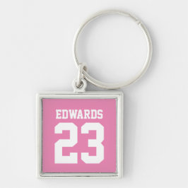 Anpassningsbar-sporter numrerade med Namn Fyrkantig Silverfärgad Nyckelring