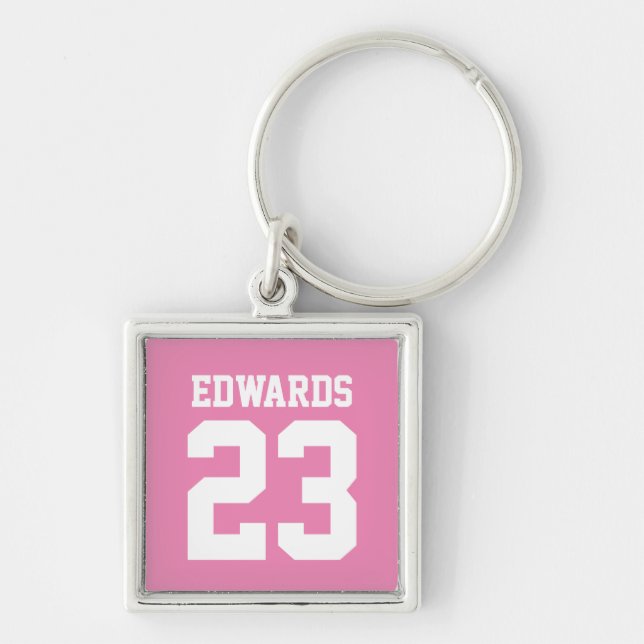 Anpassningsbar-sporter numrerade med Namn Fyrkantig Silverfärgad Nyckelring (Framsidan)