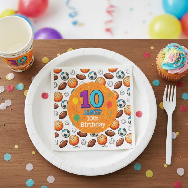 Anpassningsbar Sports 10:e Födelsedagsfesten Napki Pappersservett (Skapare uppladdad)