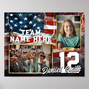 Anpassningsbar Sports Memory Mall American Flagga Poster