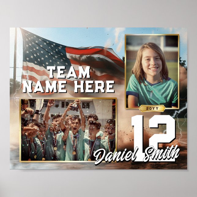Anpassningsbar Sports Memory Mall American Flagga Poster (Framsidan)