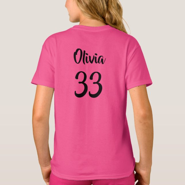 Anpassningsbar Sports Namn Number Girls' T-Shirt (Baksida)