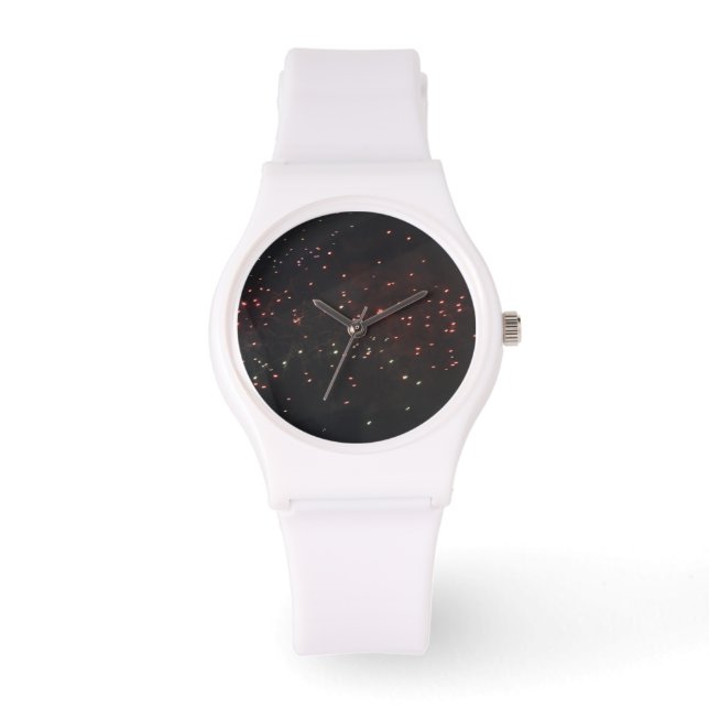 Anpassningsbar Sporty White Silicon Fireworks Watc Armbandsur (Framsida)