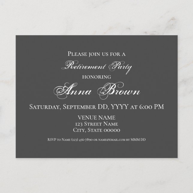 Anpassningsbar spotlight för pensionsinbjudan vykort (Framsida)