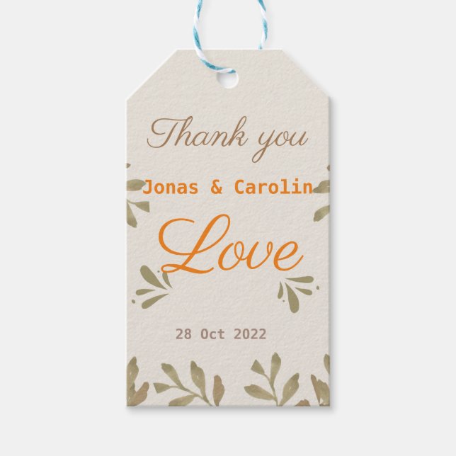 Anpassningsbar Spread kärlek greenery bröllop eleg Presentetikett (Framsidan)