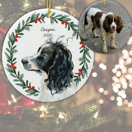 Anpassningsbar Springer Spanel Hund Photo Julkrans Julgransprydnad Keramik