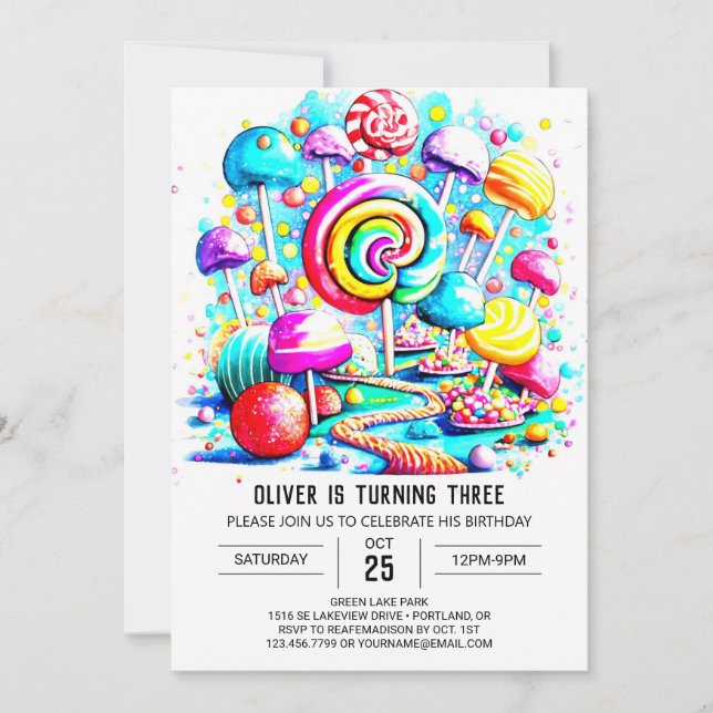 Anpassningsbar Sprinkles Sweet Birthday Inbjudningar (Framsida)