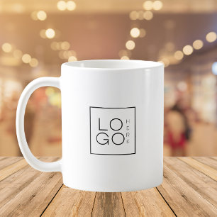 Anpassningsbar Square Business Logotyp Minimalist  Kaffemugg